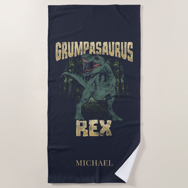Grumpasaurus Rex Dinosaurier T Rex Grandpa Strandtuch (Vorderseite)