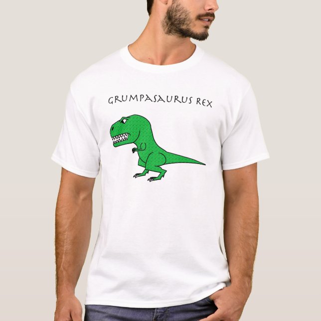 Grumpasaurus Rex grünes strukturiertes T-Shirt (Vorderseite)