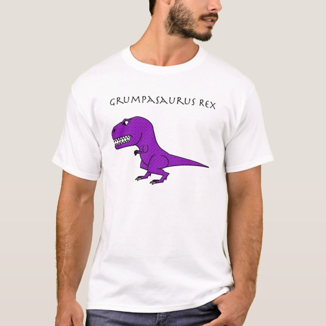 Grumpasaurus Rex lila strukturiertes T-Shirt (Vorderseite)