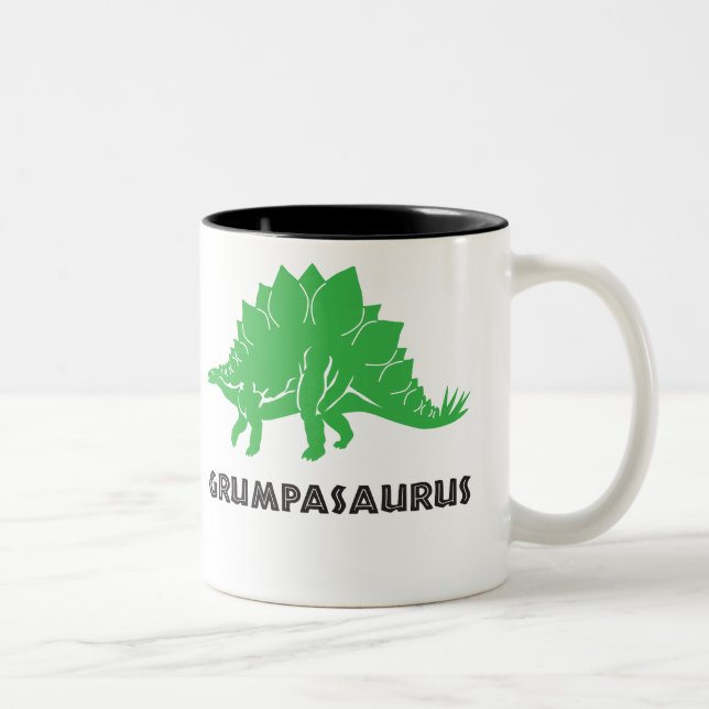 Grumpasaurus STEGOSAURUS-Dinosaurier Grandad, Zweifarbige Tasse (Rechts)