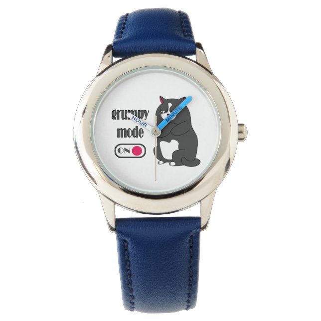 Grumpiger Modus bei lustiger, dicker Katze Armbanduhr (Vorderseite)