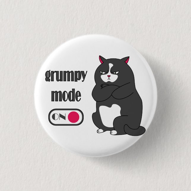 Grumpiger Modus bei lustiger, dicker Katze Button (Vorderseite)