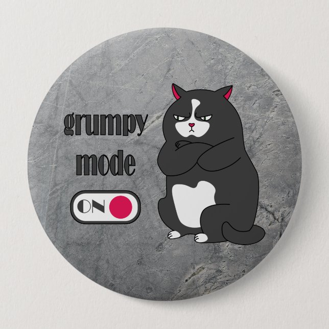 Grumpiger Modus bei lustiger, dicker Katze Button (Vorderseite)