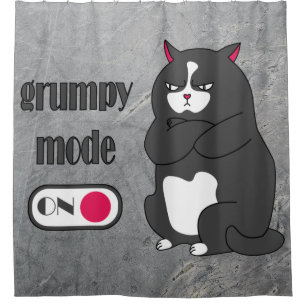 Grumpiger Modus bei lustiger, dicker Katze Duschvorhang