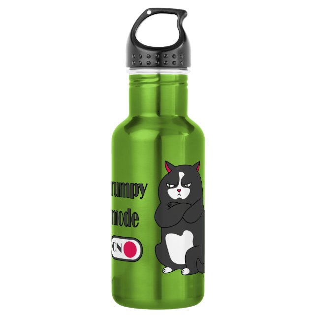 Grumpiger Modus bei lustiger, dicker Katze Edelstahlflasche (Vorderseite)