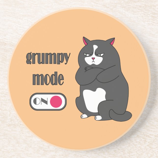 Grumpiger Modus bei lustiger, dicker Katze Getränkeuntersetzer (Vorne)
