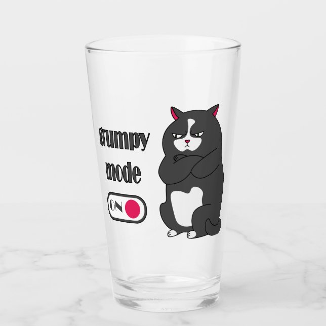 Grumpiger Modus bei lustiger, dicker Katze Glas (Vorderseite)