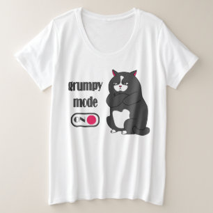 Grumpiger Modus bei lustiger, dicker Katze Große Größe T-Shirt