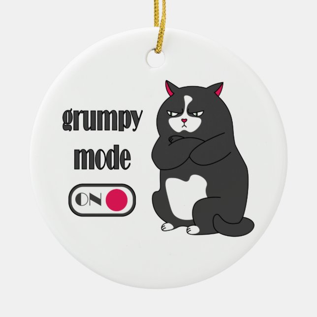 Grumpiger Modus bei lustiger, dicker Katze Keramik Ornament (Vorne)