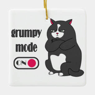 Grumpiger Modus bei lustiger, dicker Katze Keramikornament