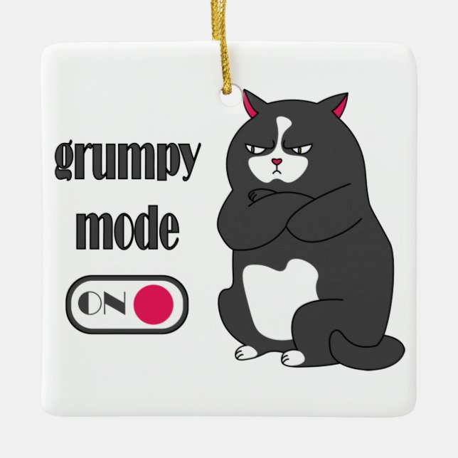 Grumpiger Modus bei lustiger, dicker Katze Keramikornament (Vorderseite)