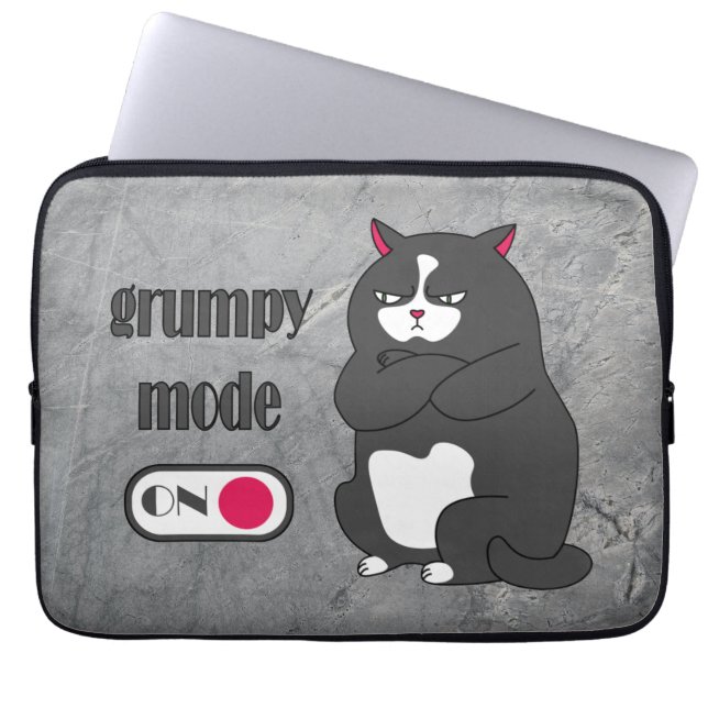 Grumpiger Modus bei lustiger, dicker Katze Laptopschutzhülle (Vorderseite)