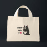 Grumpiger Modus bei lustiger, dicker Katze Mini Stoffbeutel<br><div class="desc">Grumpiermodus bei Zitat und Fettkatze</div>