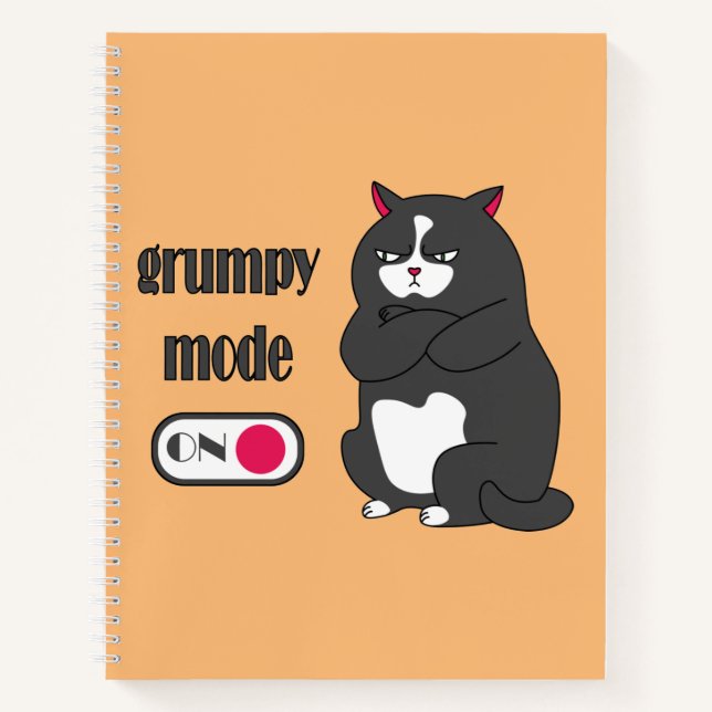 Grumpiger Modus bei lustiger, dicker Katze Notizbuch (Vorderseite)