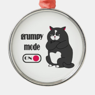Grumpiger Modus bei lustiger, dicker Katze Ornament Aus Metall