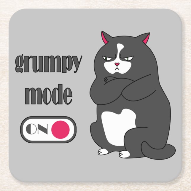 Grumpiger Modus bei lustiger, dicker Katze Rechteckiger Pappuntersetzer (Vorderseite)