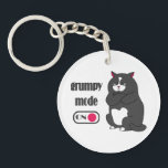 Grumpiger Modus bei lustiger, dicker Katze Schlüsselanhänger<br><div class="desc">Grumpiermodus bei Zitat und Fettkatze</div>