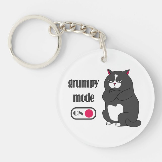 Grumpiger Modus bei lustiger, dicker Katze Schlüsselanhänger (Vorderseite)