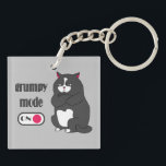 Grumpiger Modus bei lustiger, dicker Katze Schlüsselanhänger<br><div class="desc">Grumpiermodus bei Zitat und Fettkatze</div>
