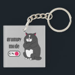 Grumpiger Modus bei lustiger, dicker Katze Schlüsselanhänger<br><div class="desc">Grumpiermodus bei Zitat und Fettkatze</div>