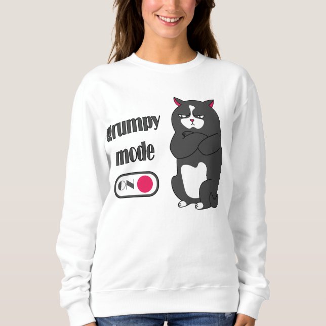 Grumpiger Modus bei lustiger, dicker Katze Sweatshirt (Vorderseite)