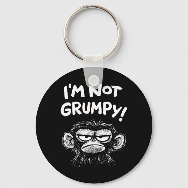 Grumpy Affe Ich bin nicht mürrisch Lustig Retro Vi Schlüsselanhänger (Vorderseite)