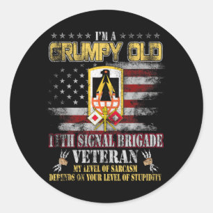 Grumpy Altes 11. Signal Brigade Veteran Us Flag Ve Runder Aufkleber