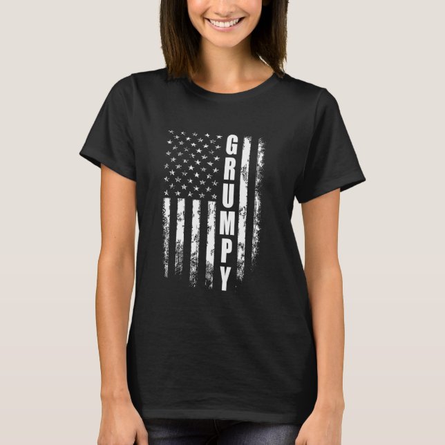 Grumpy American Flag 4. Juli Weihnachten T-Shirt (Vorderseite)