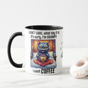Grumpy Angry Cat Drink Coffee Quote Tasse