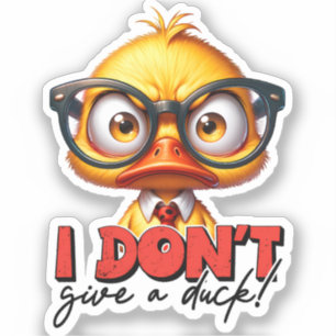 Grumpy Angry Duck Wear Glasses Funny Sprichwort Aufkleber