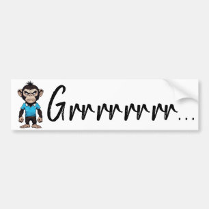 Grumpy Ape Decal, Funny Angry 'Grrr' Expression Autoaufkleber