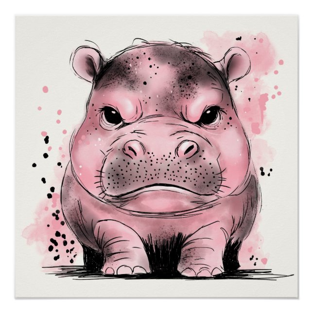 Grumpy Baby Hippo Poster (Vorderseite)