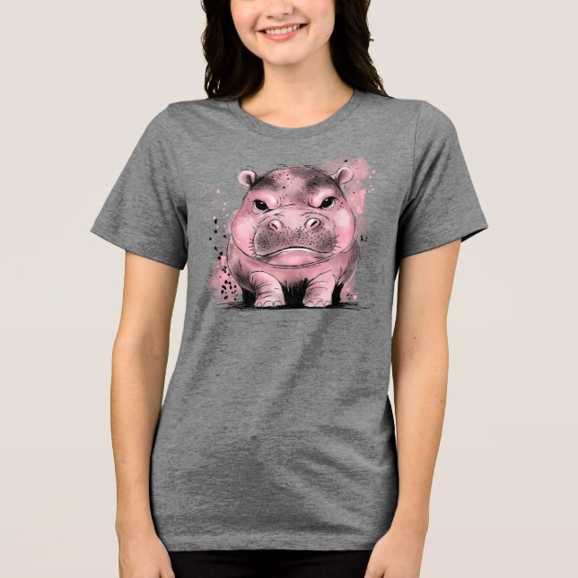 Grumpy Baby Hippo Tri-Blend Shirt (Vorderseite)