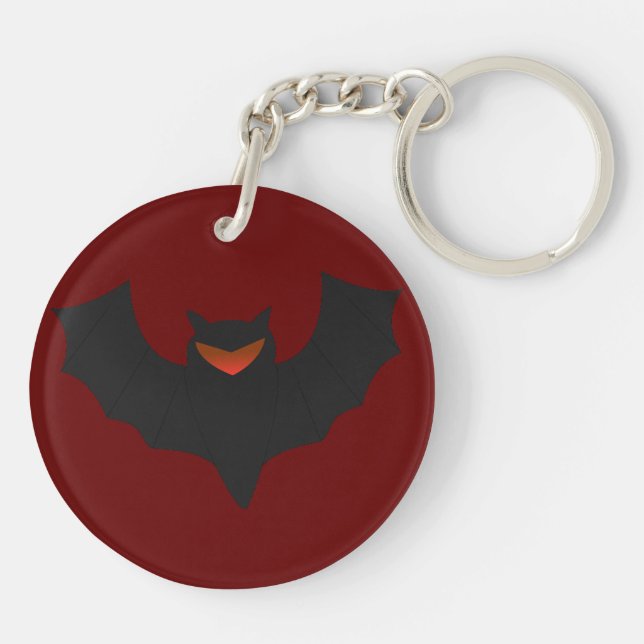Grumpy Bat Halloween Acrylischer Schlüsselanhänger (Rückseite)