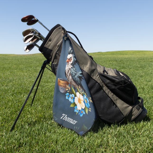 Grumpy Bird am Montag. Golfhandtuch (Gras)