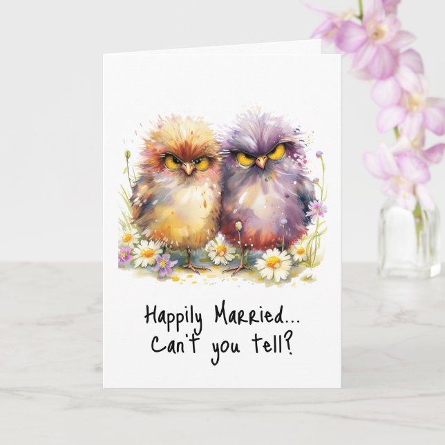 Grumpy Birds Funny Anniversary Card Sarcasm Karte (Orchidee)