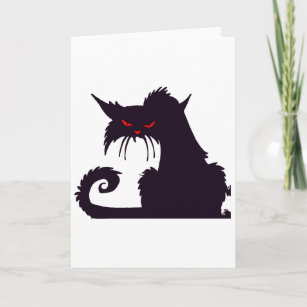 Grumpy Black Cat Grußkarten Karte