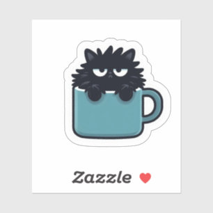 Grumpy Black Cat Kaffeetasse Aufkleber