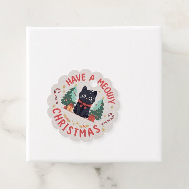 Grumpy Black Cat Meowy Weihnachten Geschenkanhänger (Beispiel)