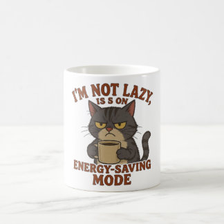 Grumpy Black Cat Mug – Energy-Saving Mode Quote Kaffeetasse