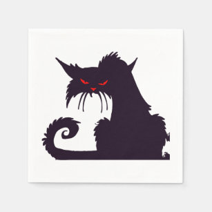 Grumpy Black Cat Paper Napkins Serviette