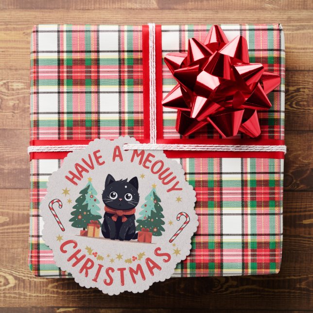 Grumpy Black Cat Purfect Meowy Weihnachten Ornament Karte (Insitu (Geschenk))