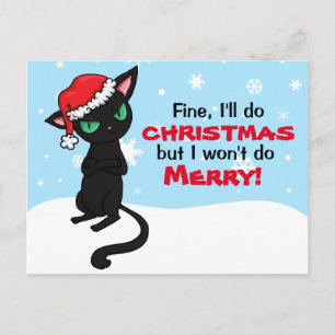 Grumpy Black Cat Wont be Frohe Weihnachten
