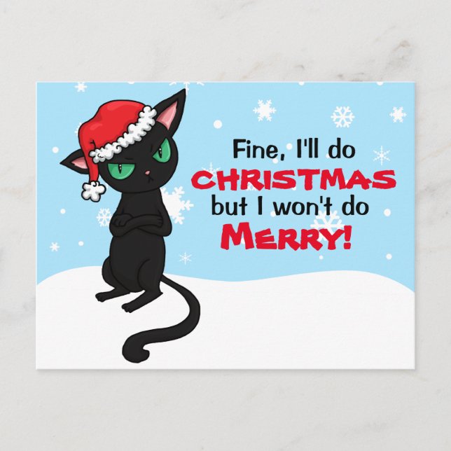 Grumpy Black Cat Wont be Frohe Weihnachten (Vorderseite)