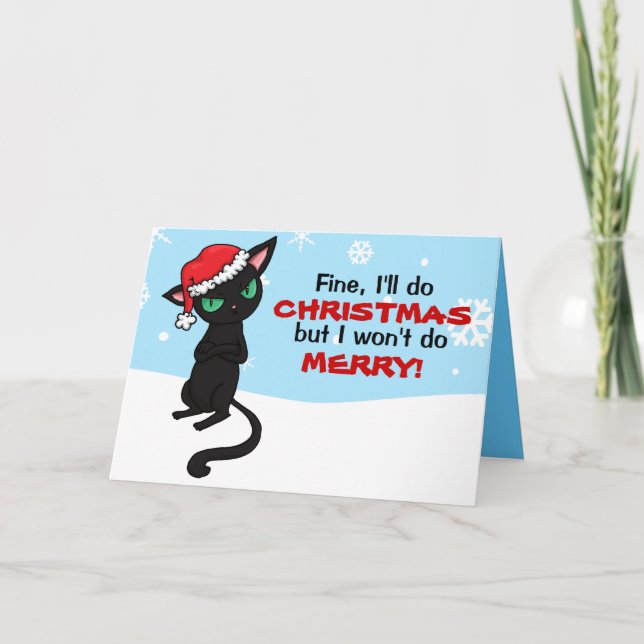 Grumpy Black Cat Wont be Frohe Weihnachten (Vorderseite)