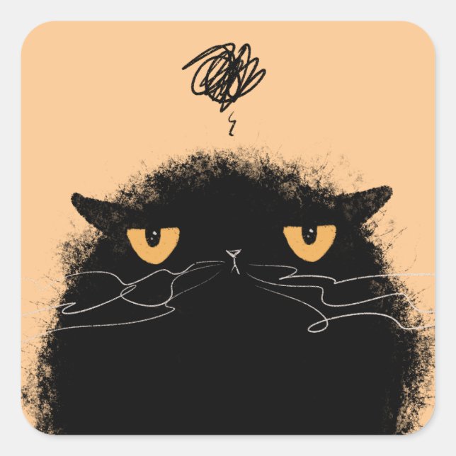 Grumpy Black Quadratischer Aufkleber (Vorderseite)