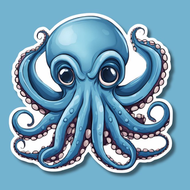 Grumpy Blue Octopus wasserdicht Aufkleber (Von Creator hochgeladen)