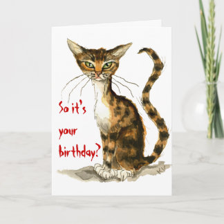 Grumpy braune Tabby Katze lustige Geburtstagskarte Karte