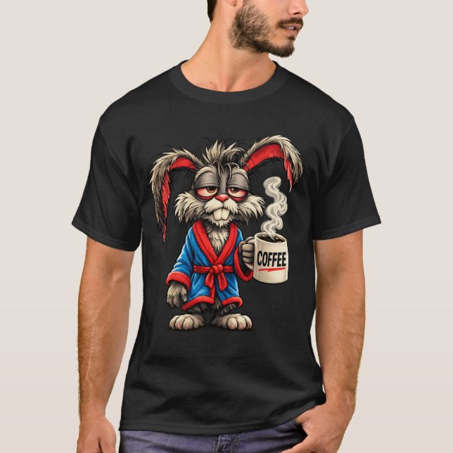 Grumpy Bunny Coffee Funny T-Shirt (Vorderseite)