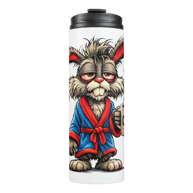 Grumpy Bunny Coffee Funny T-Shirt Thermosbecher (Vorderseite)